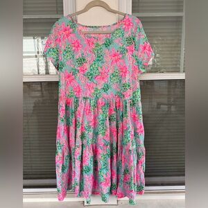 Lilly Pulitzer Geanna Short Sleeve Dress Surf Blue I’m So Shellegant